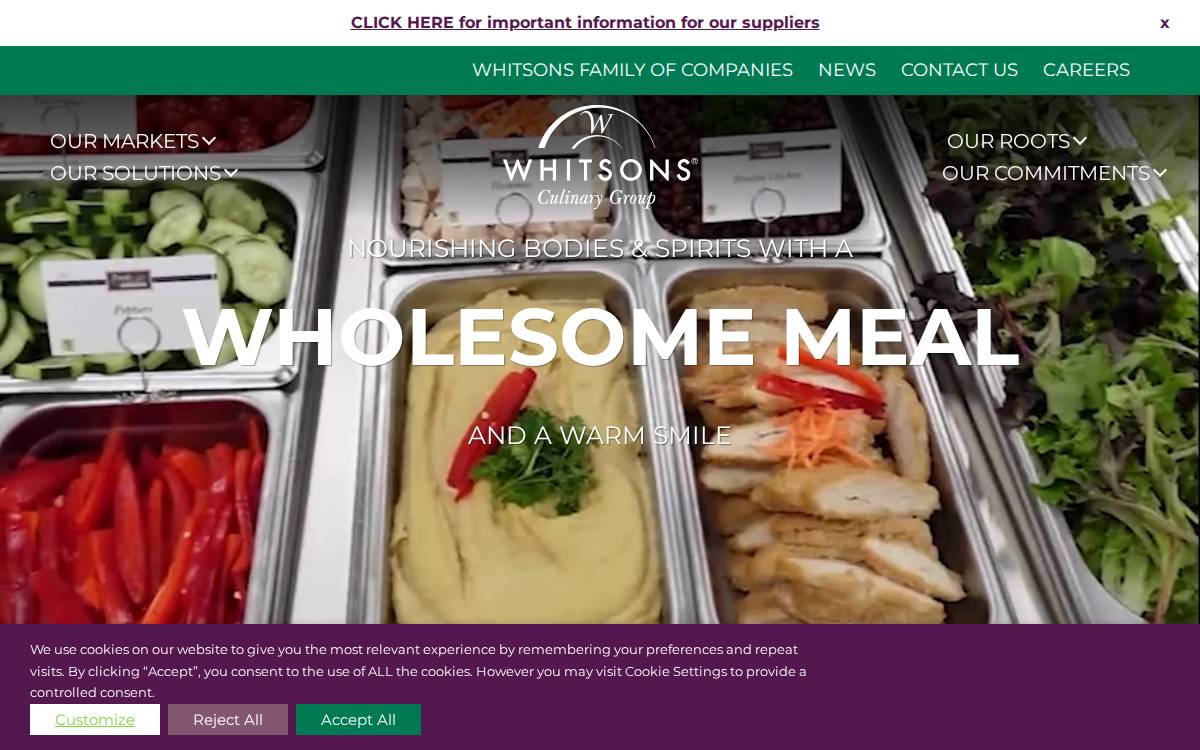 Whitsons Culinary Group website preview