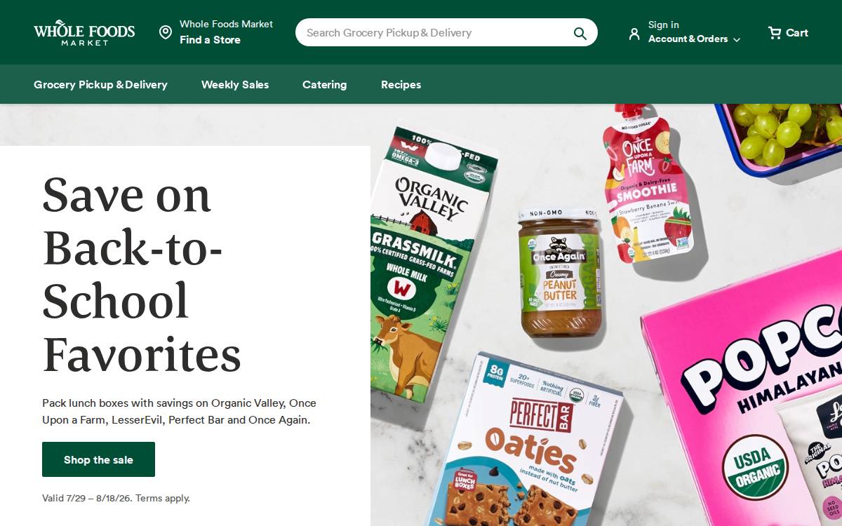 Whole Foods website preview