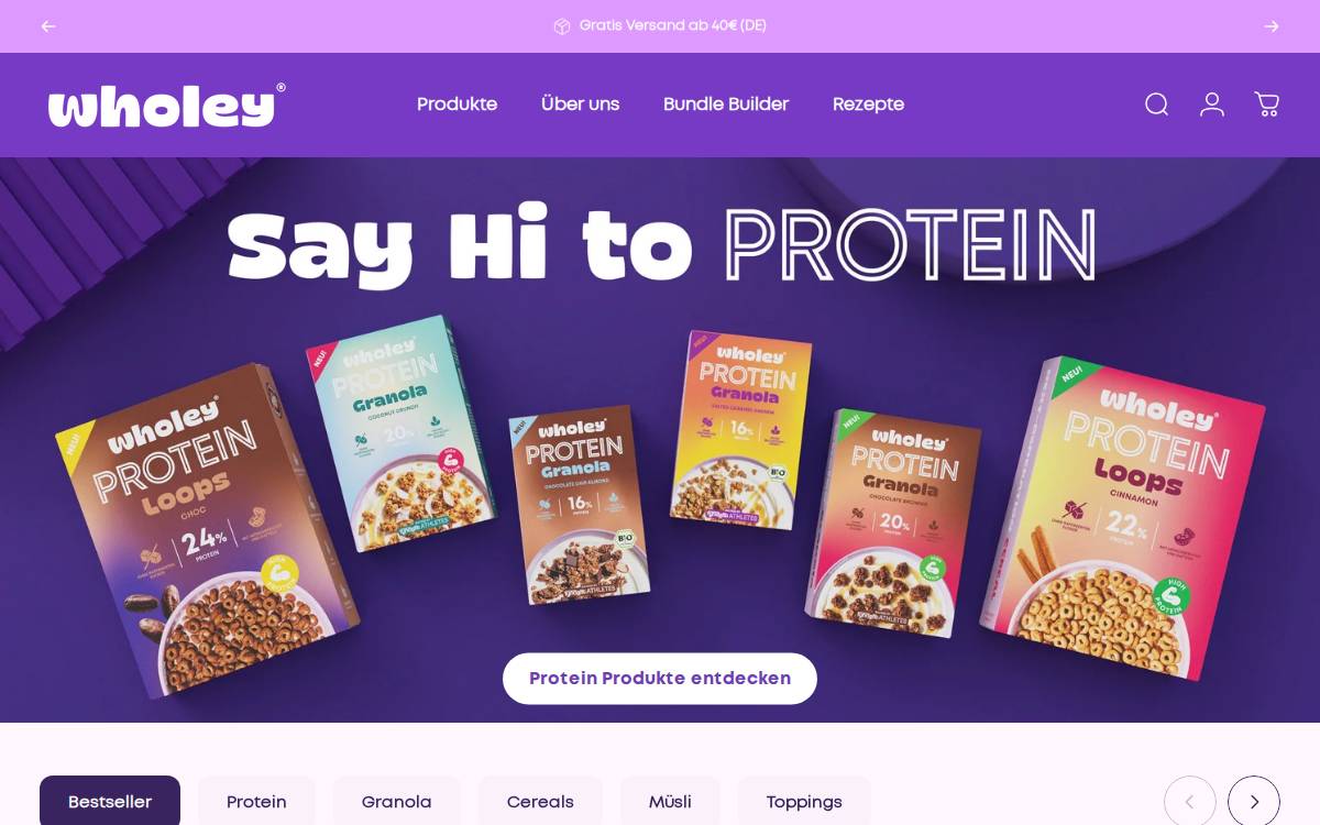Wholey Organics website preview