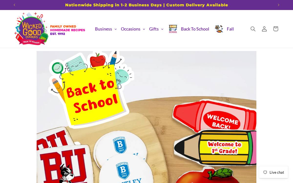 Wicked Good Cookies website preview