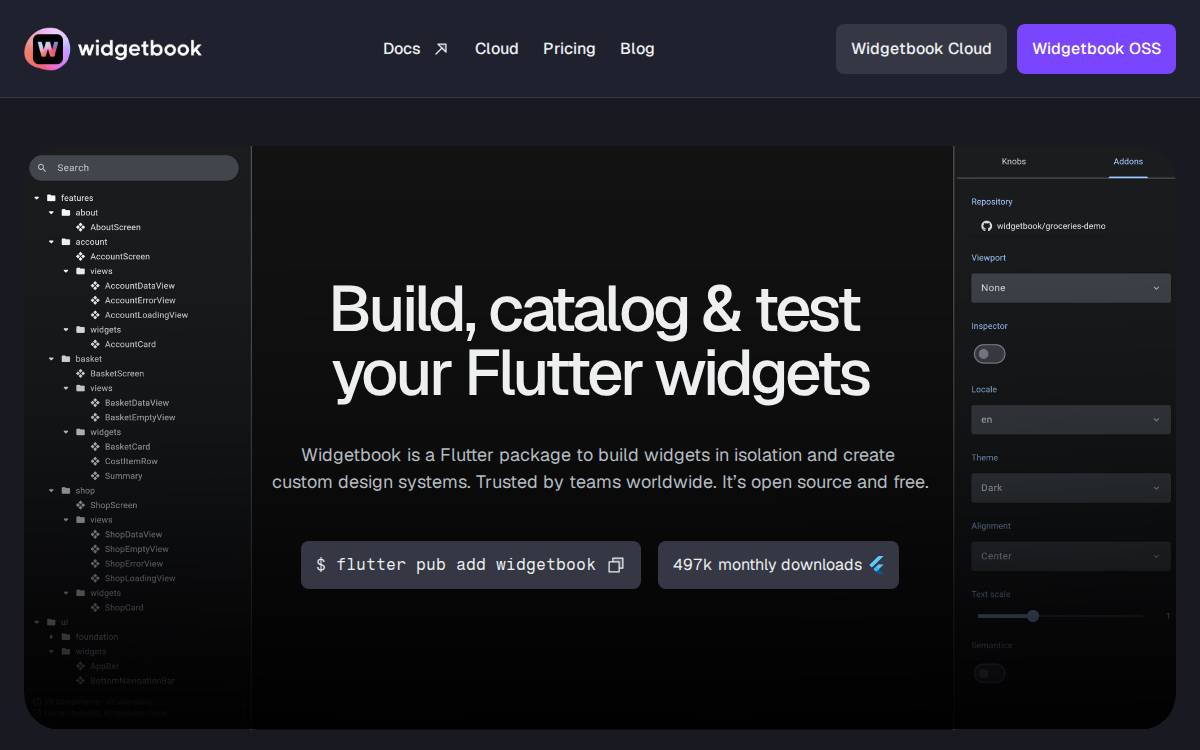 Widgetbook website preview