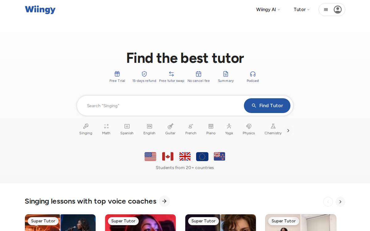 Wiingy website preview