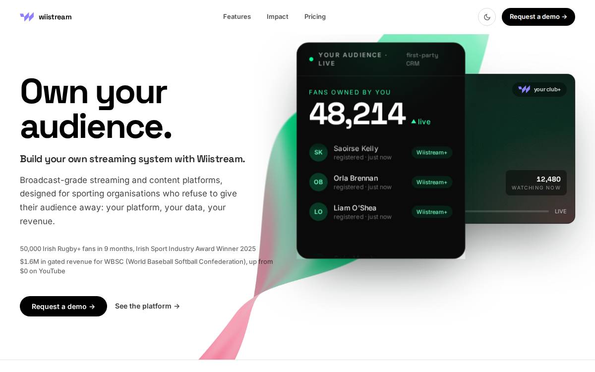 Wiistream website preview