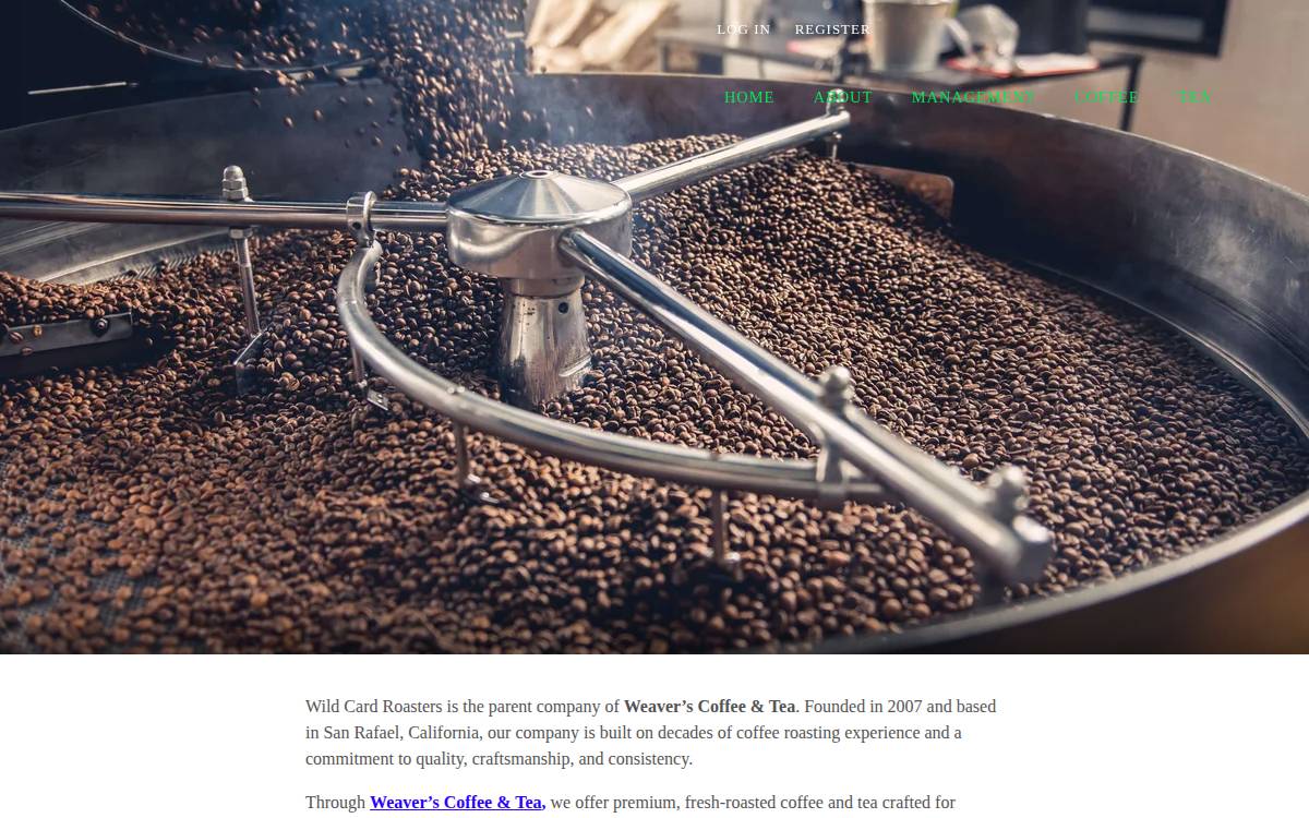 Wild Card Roasters website preview