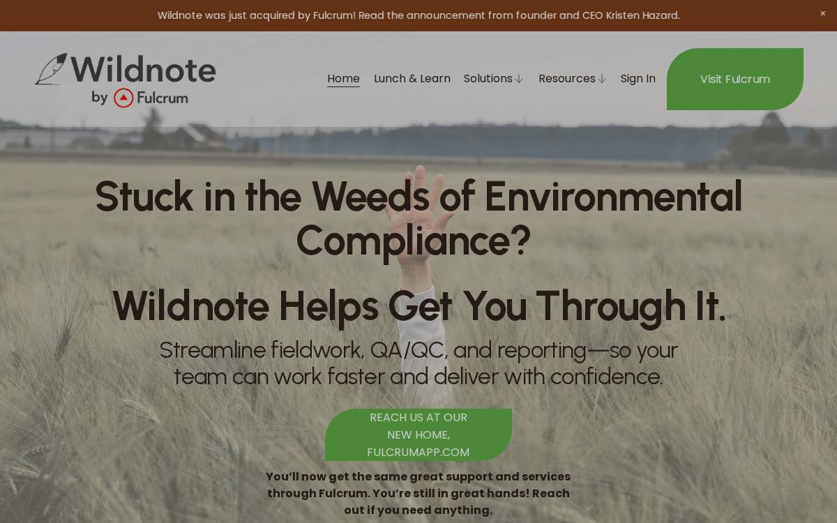 Wildnote website preview