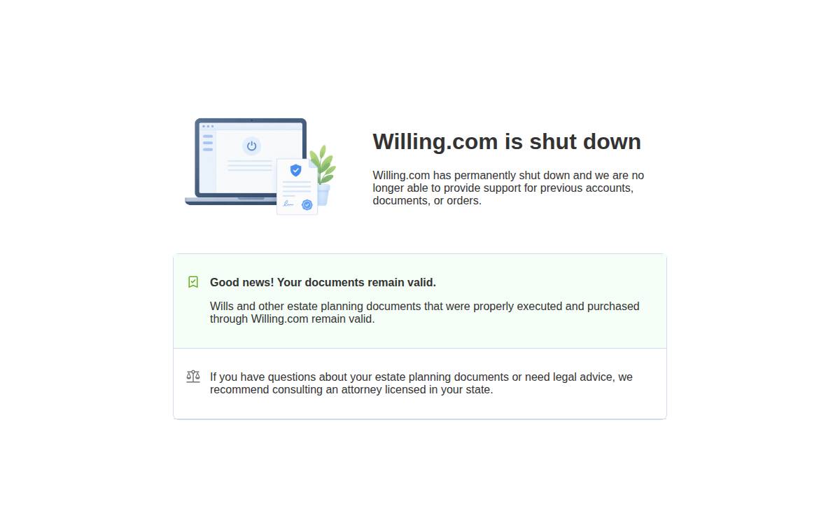 Willing website preview