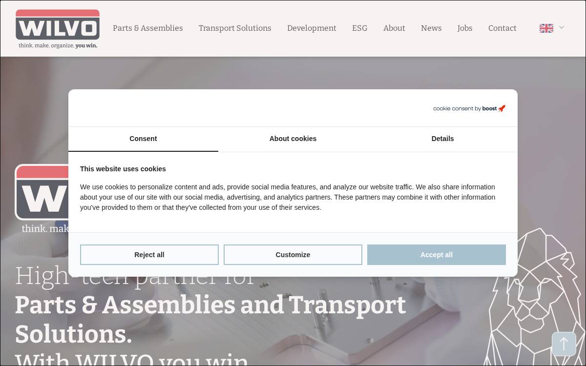 Wilvo Group website preview