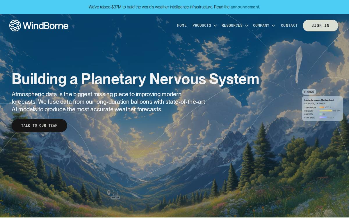 WindBorne website preview