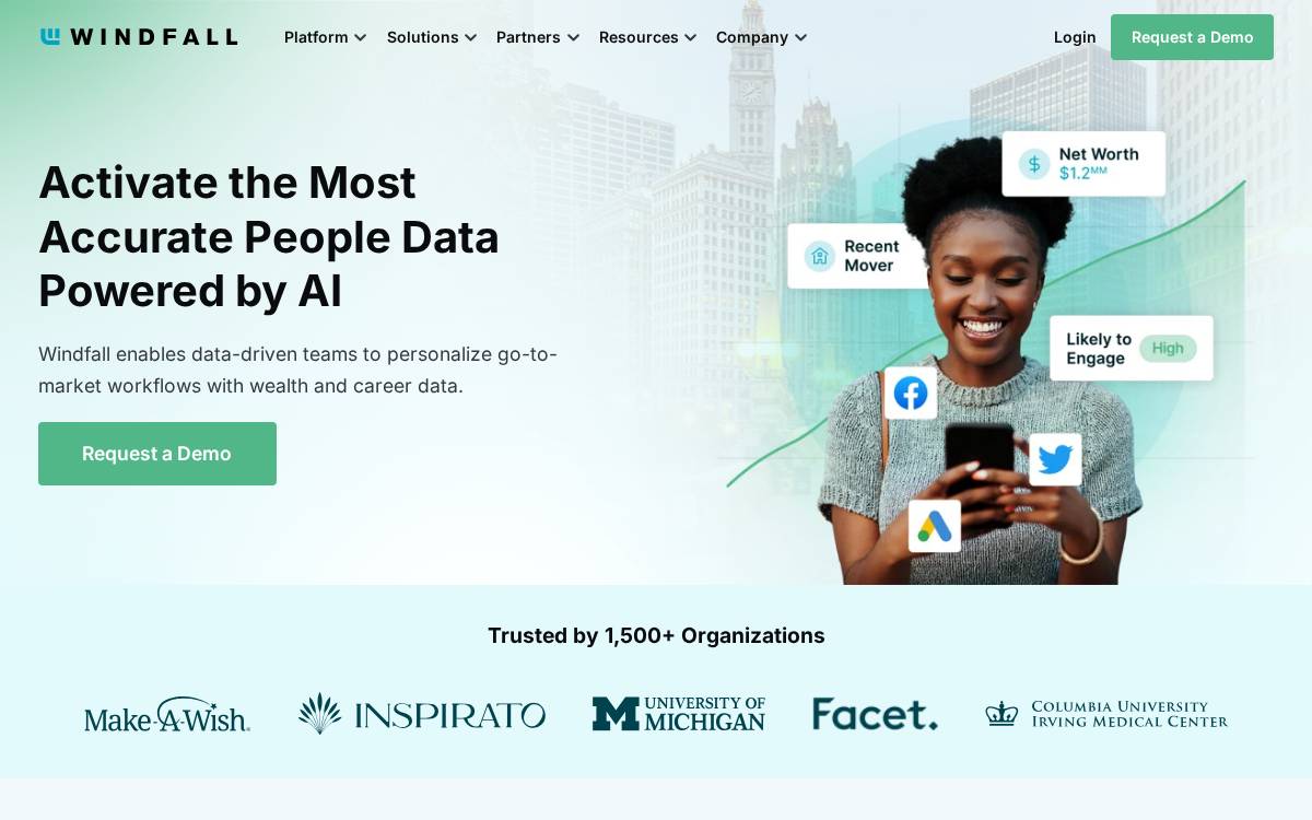 Windfall Consumer financial data website preview