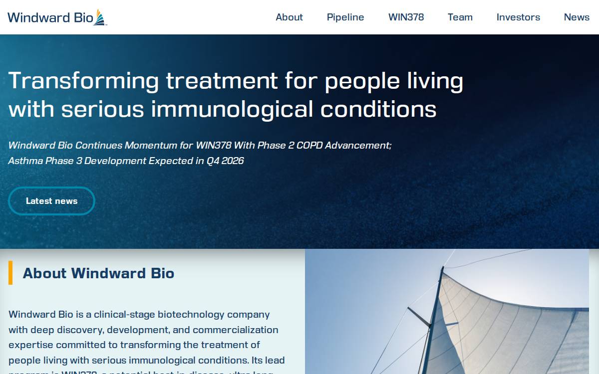 Windward Bio website preview