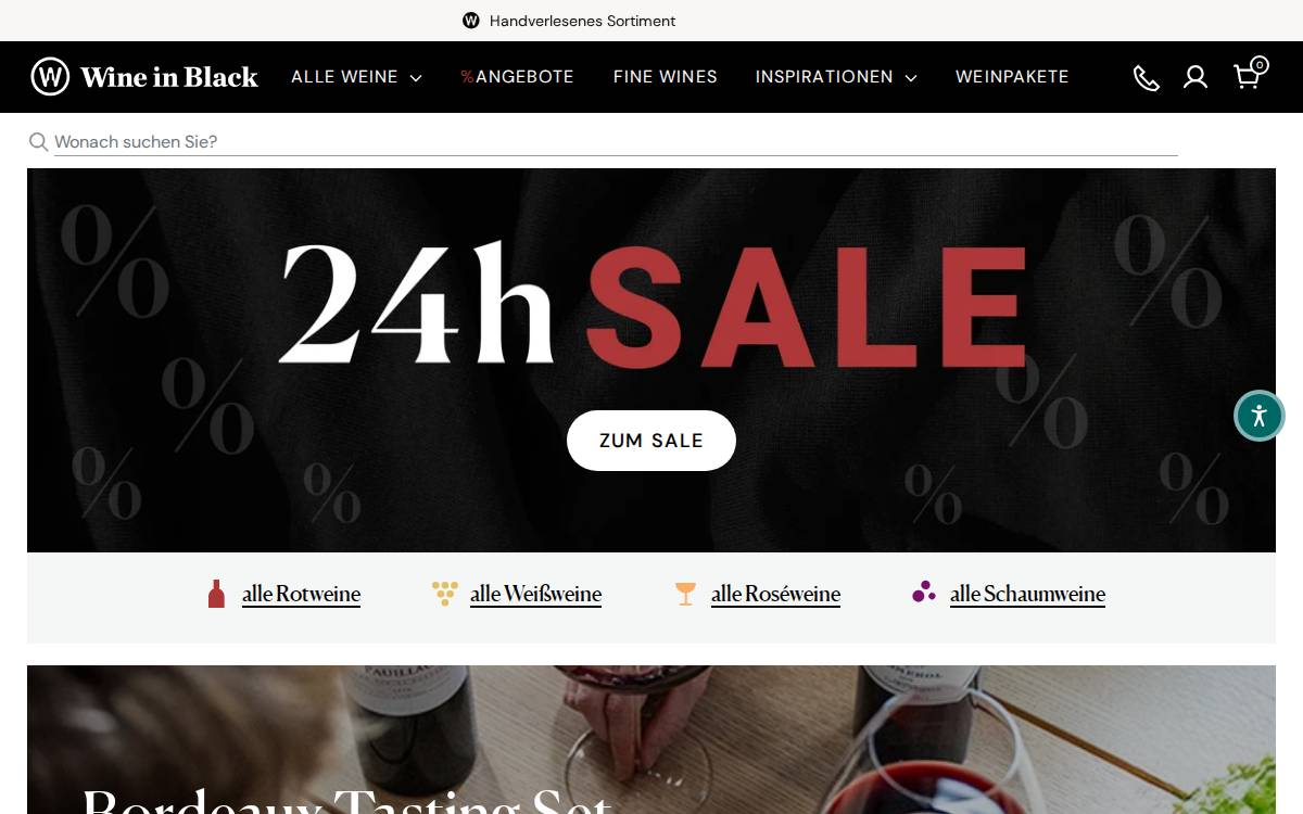 Wine In Black website preview