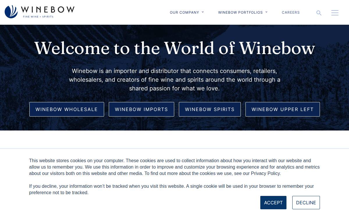 Winebow website preview