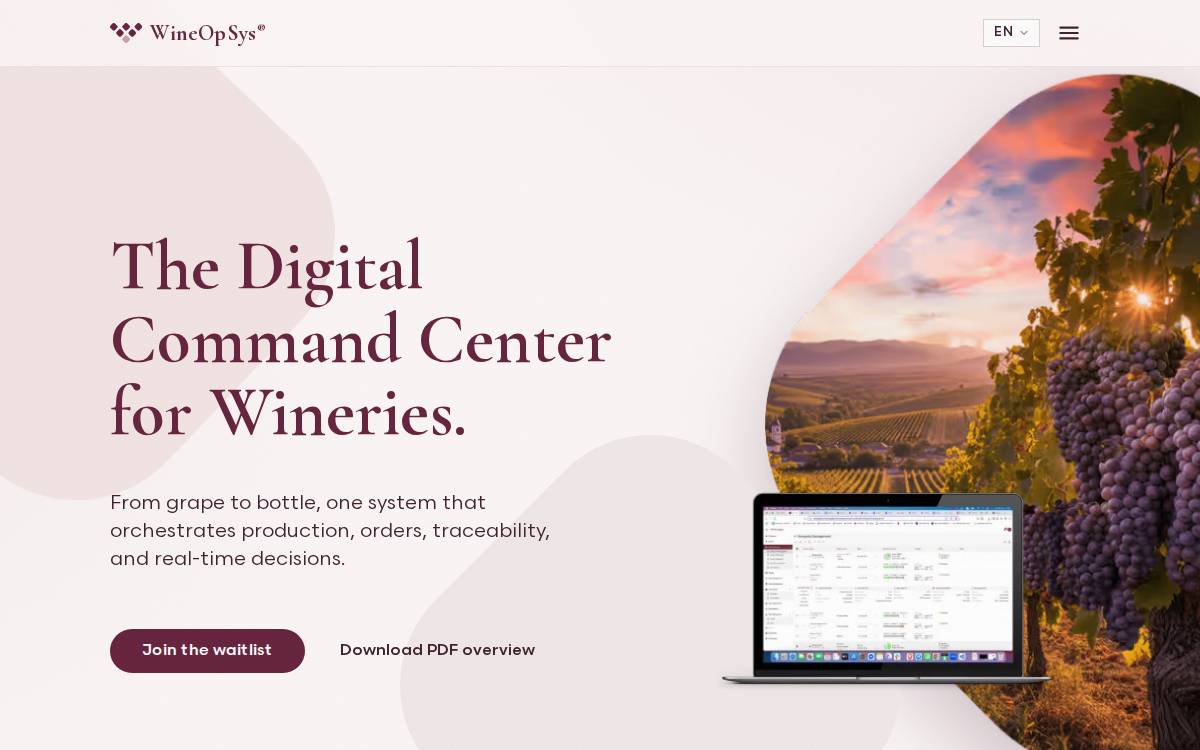WineOpSys website preview