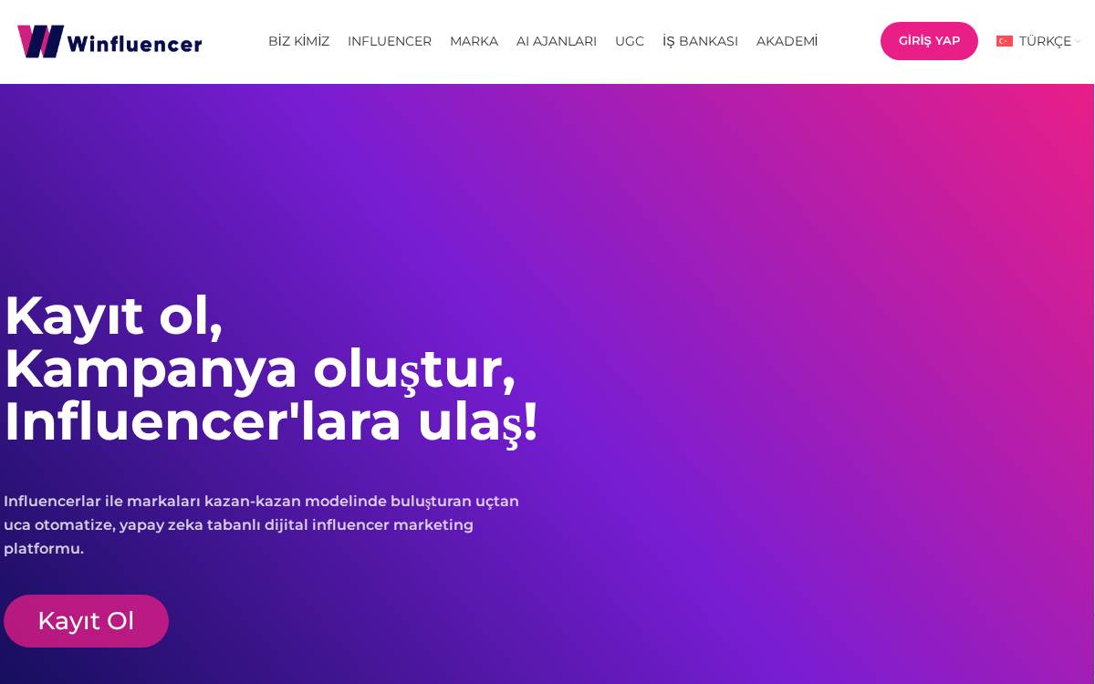 Winfluencer website preview