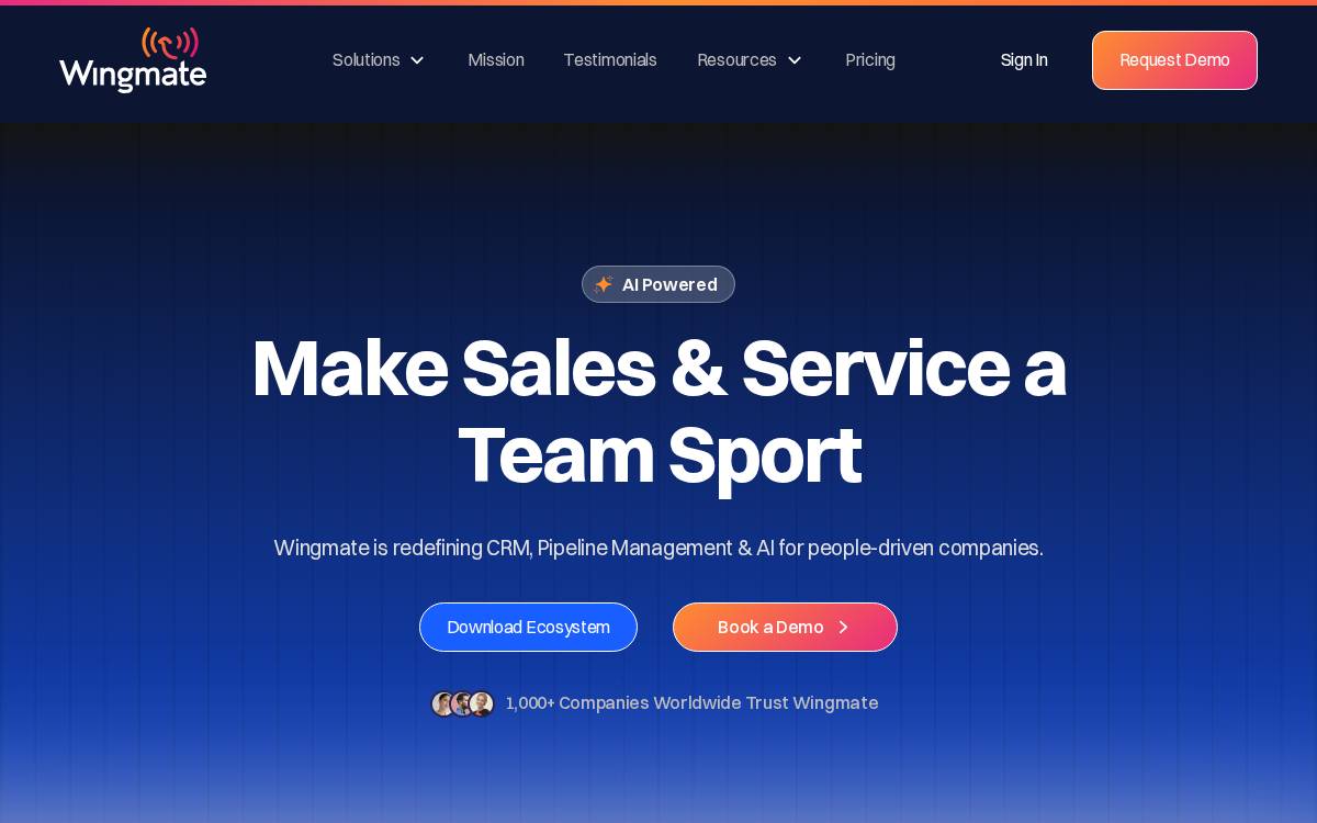 Wingmate website preview