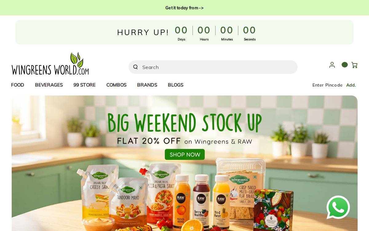 Wingreens website preview