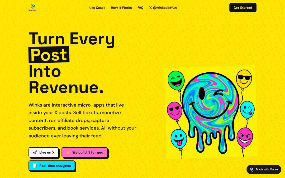 Winks.fun website preview