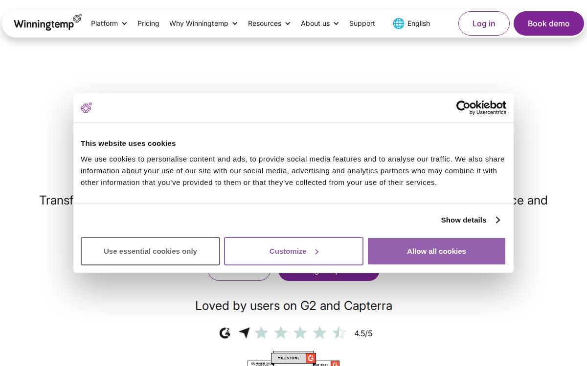 Winningtemp website preview