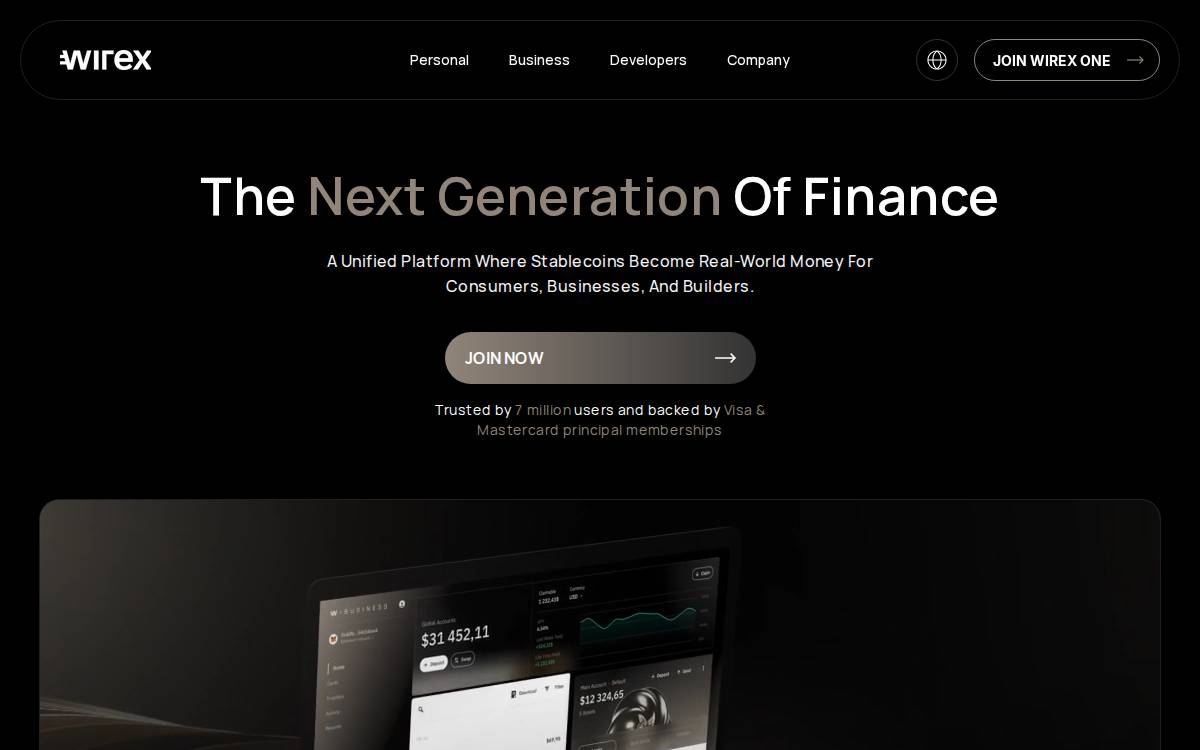 Wirex website preview
