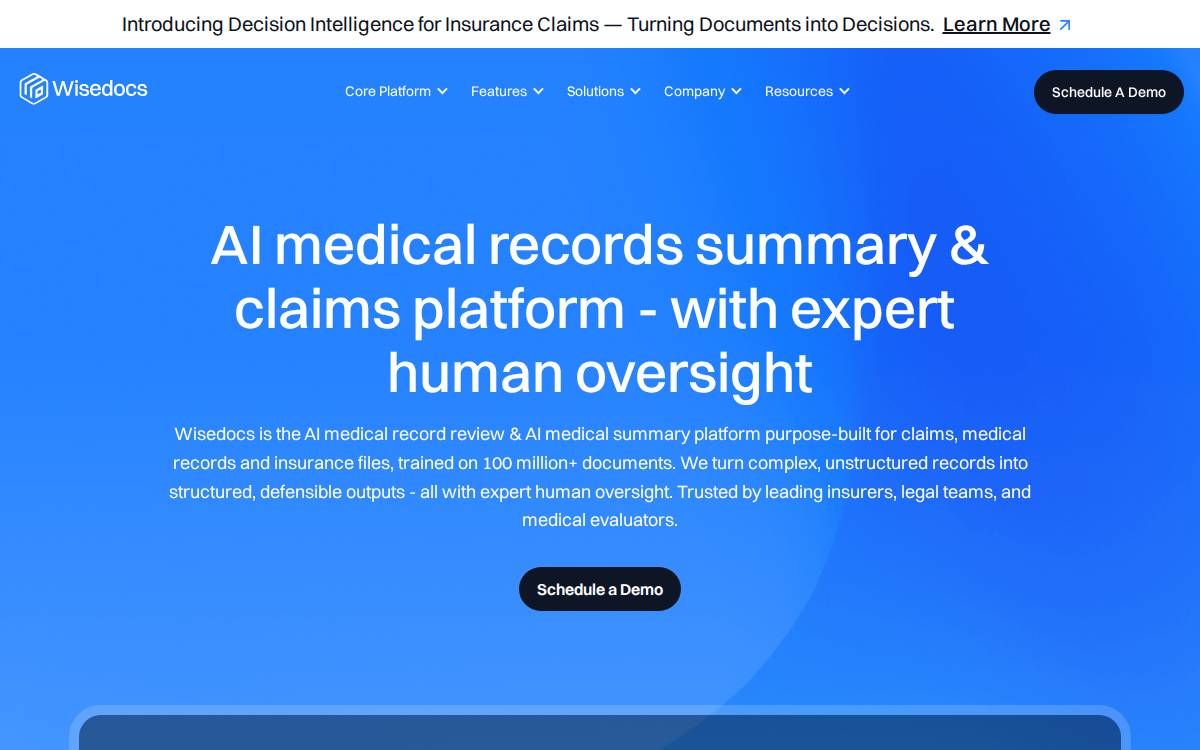Wisedocs website preview