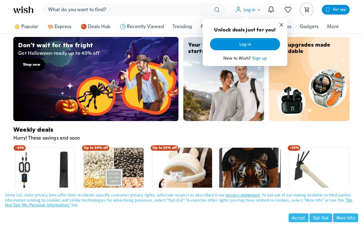 Wish website preview