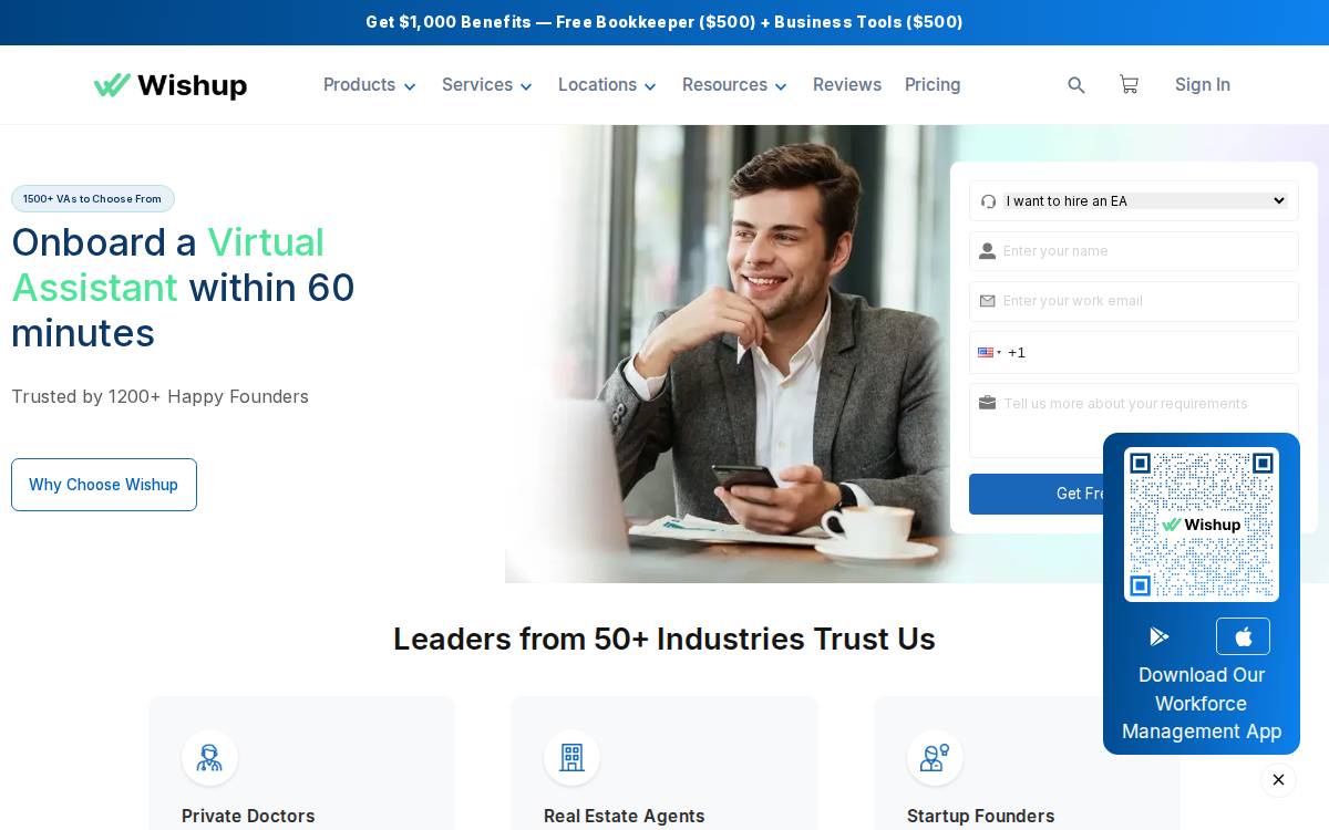 Wishup website preview