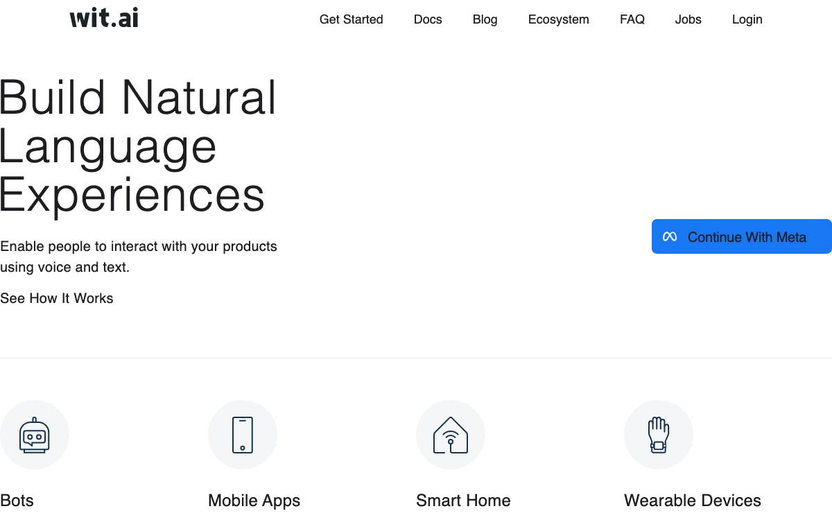 Wit.ai website preview