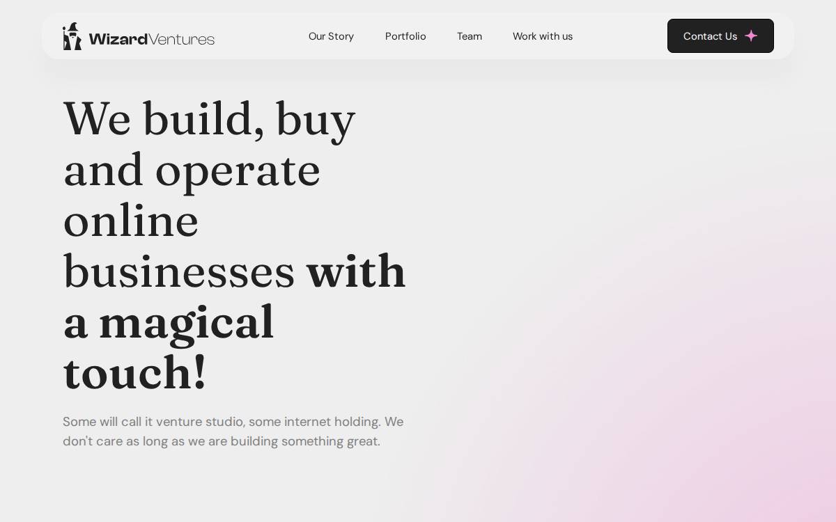Wizard Ventures website preview