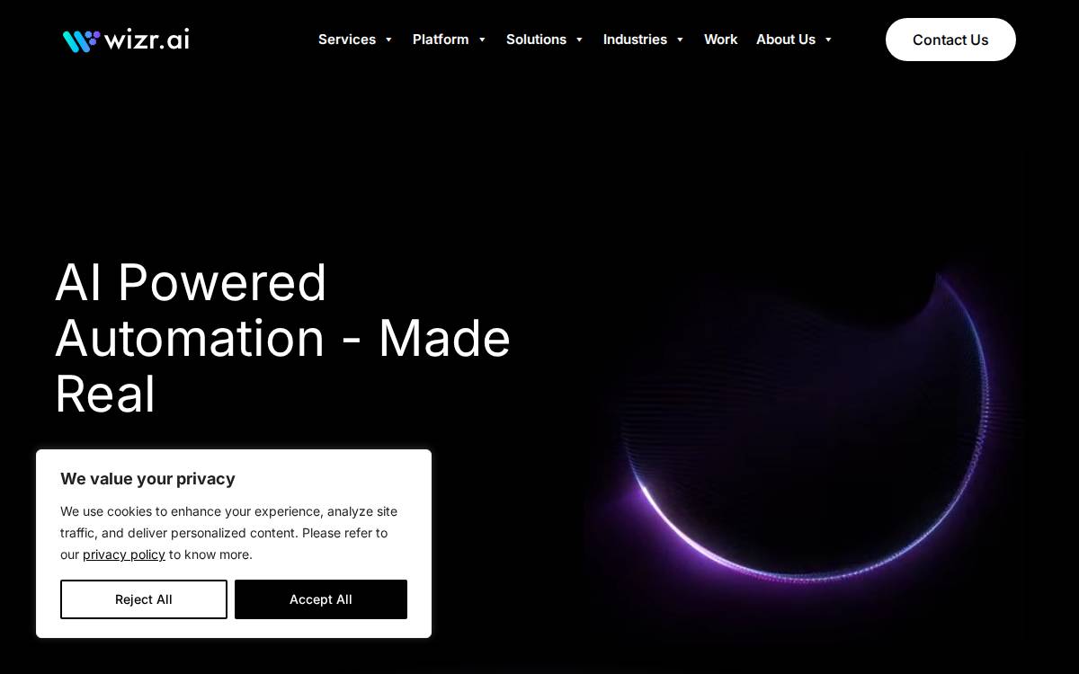 Wizr website preview