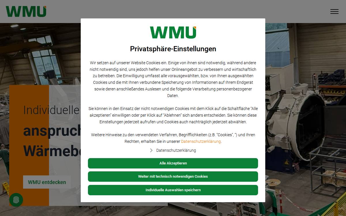 WMU Wärmebehandlungsanlagen für Industrie und Umwelttechnik GmbH website preview