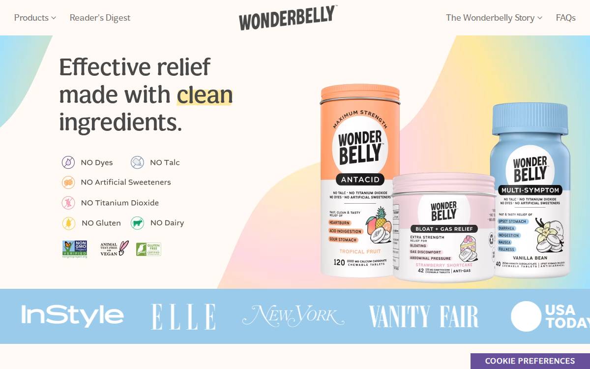 Wonderbelly Website website preview
