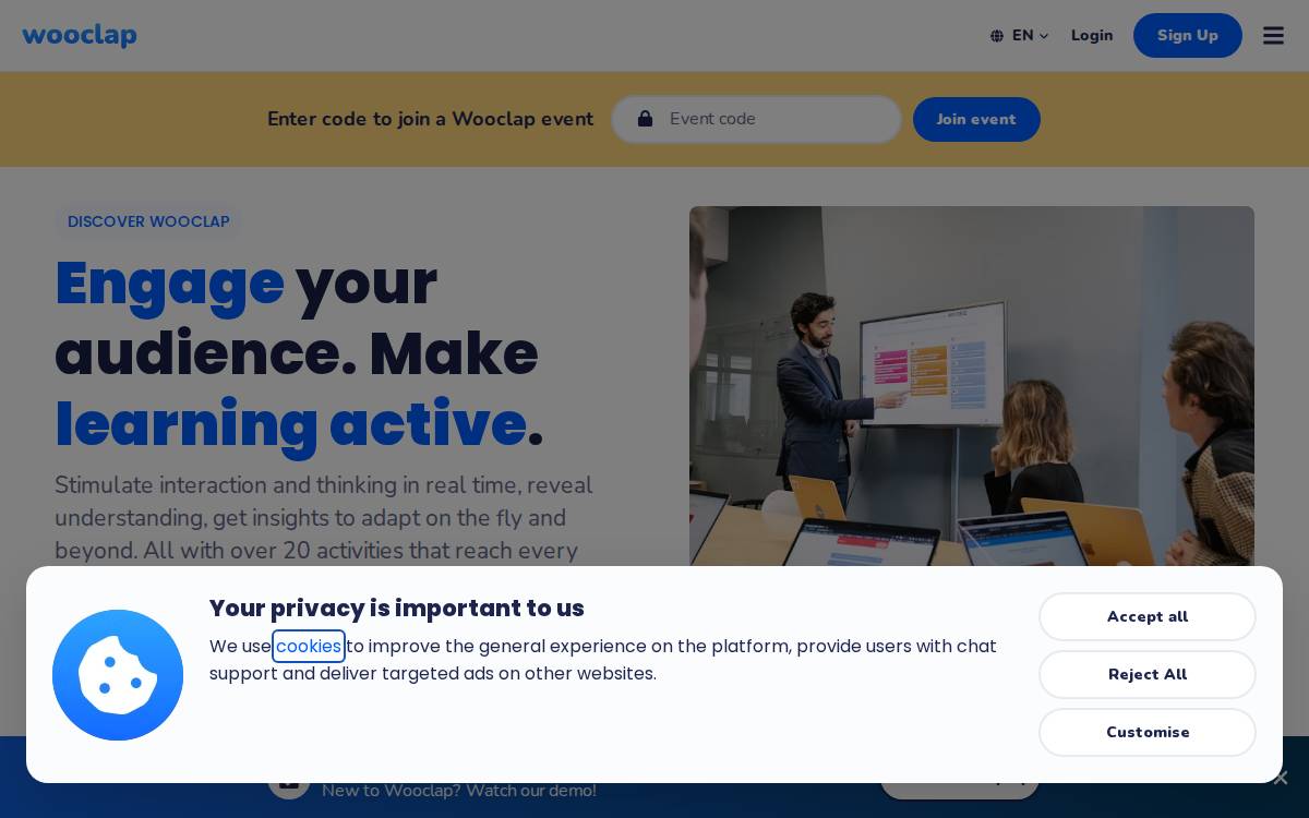 Wooclap website preview
