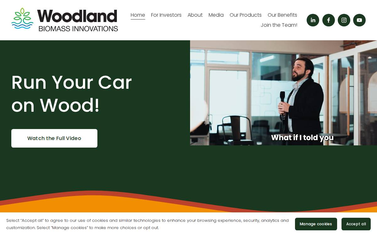 Woodland Biomass Innovations website preview