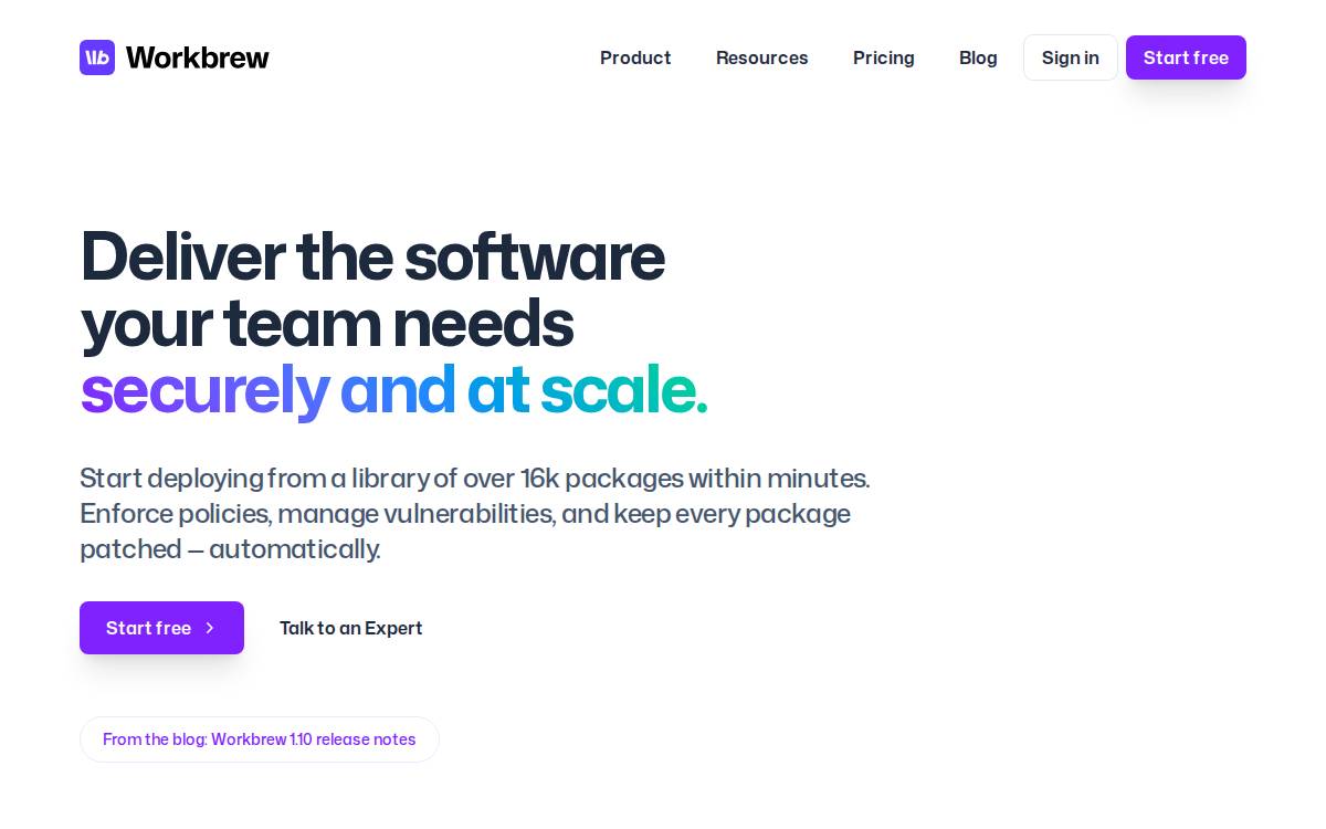 Workbrew website preview