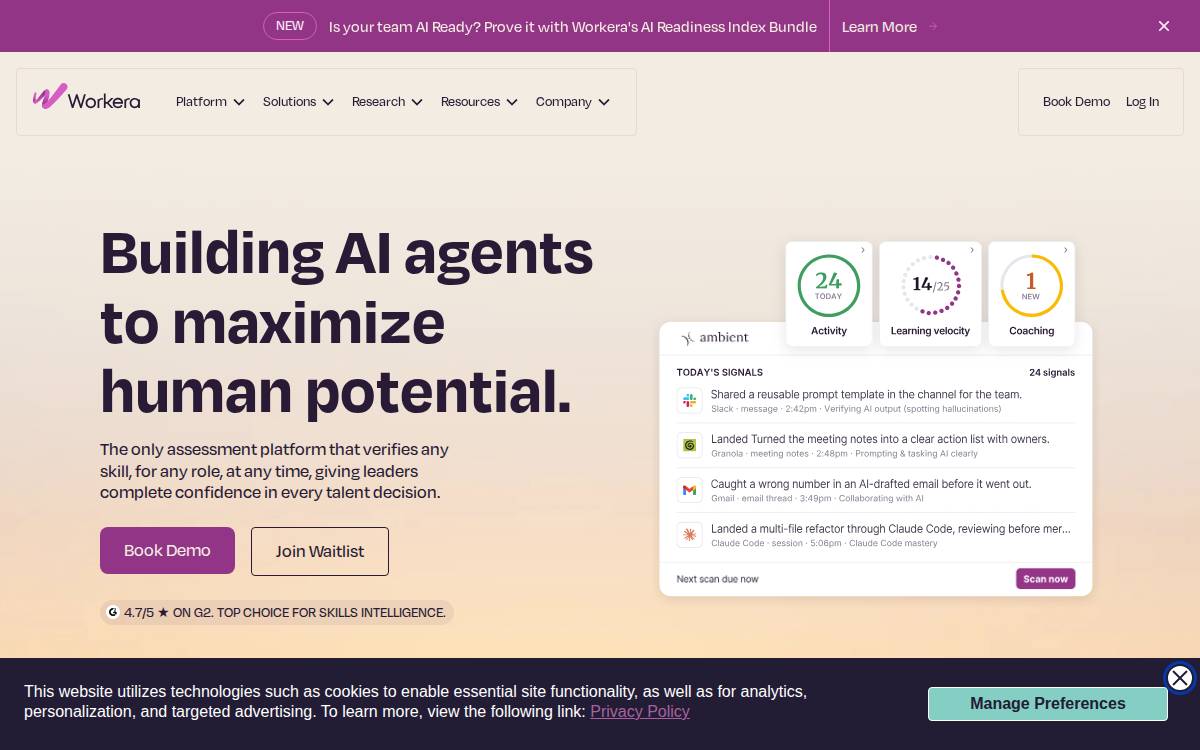 Workera website preview