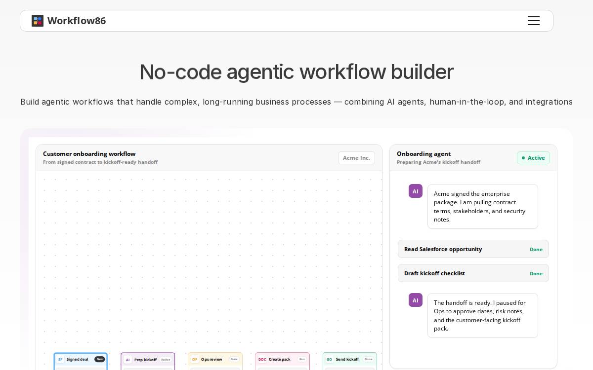 Workflow86 website preview