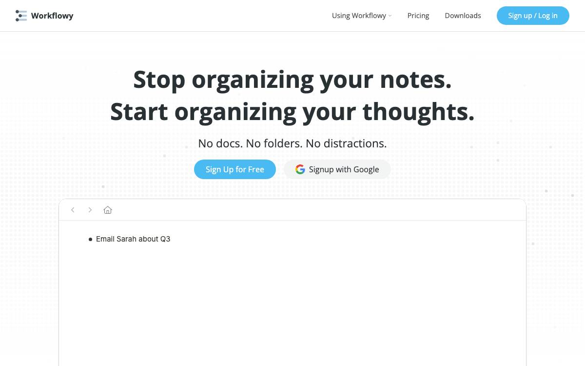 WorkFlowy website preview
