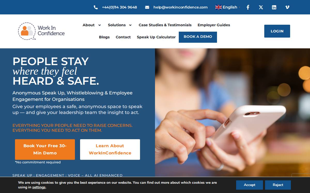 Workinconfidence website preview