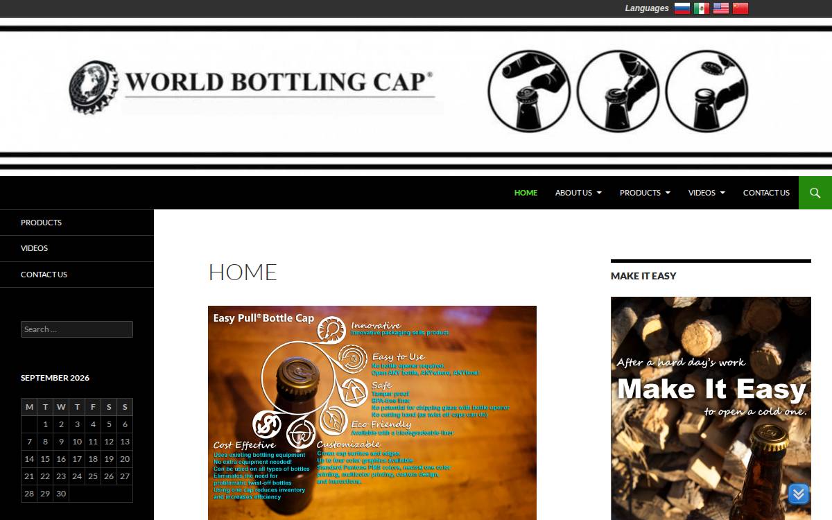 World Bottling Cap website preview