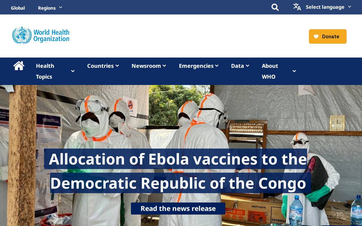 World Health Organization, 2025 website preview