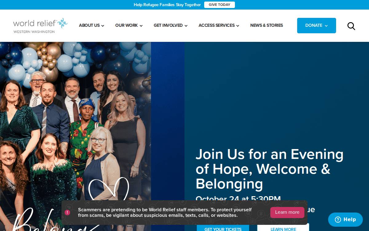 World Relief of Western WA website preview