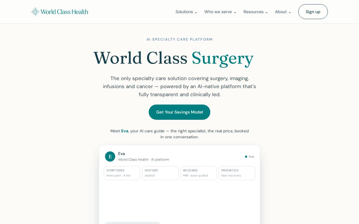World Class Health website preview