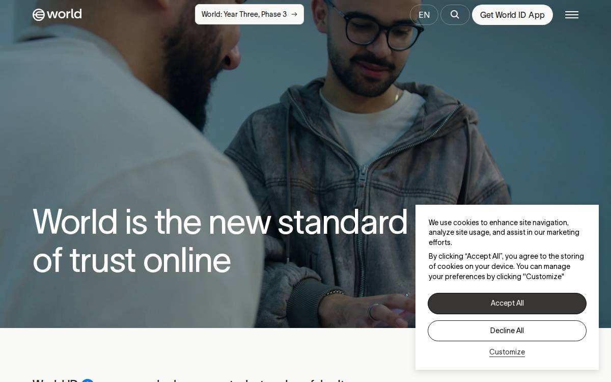 Worldcoin website preview