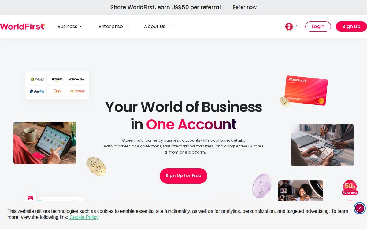 WorldFirst website preview