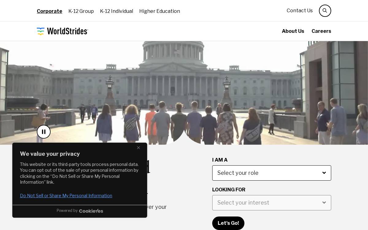 WorldStrides website preview