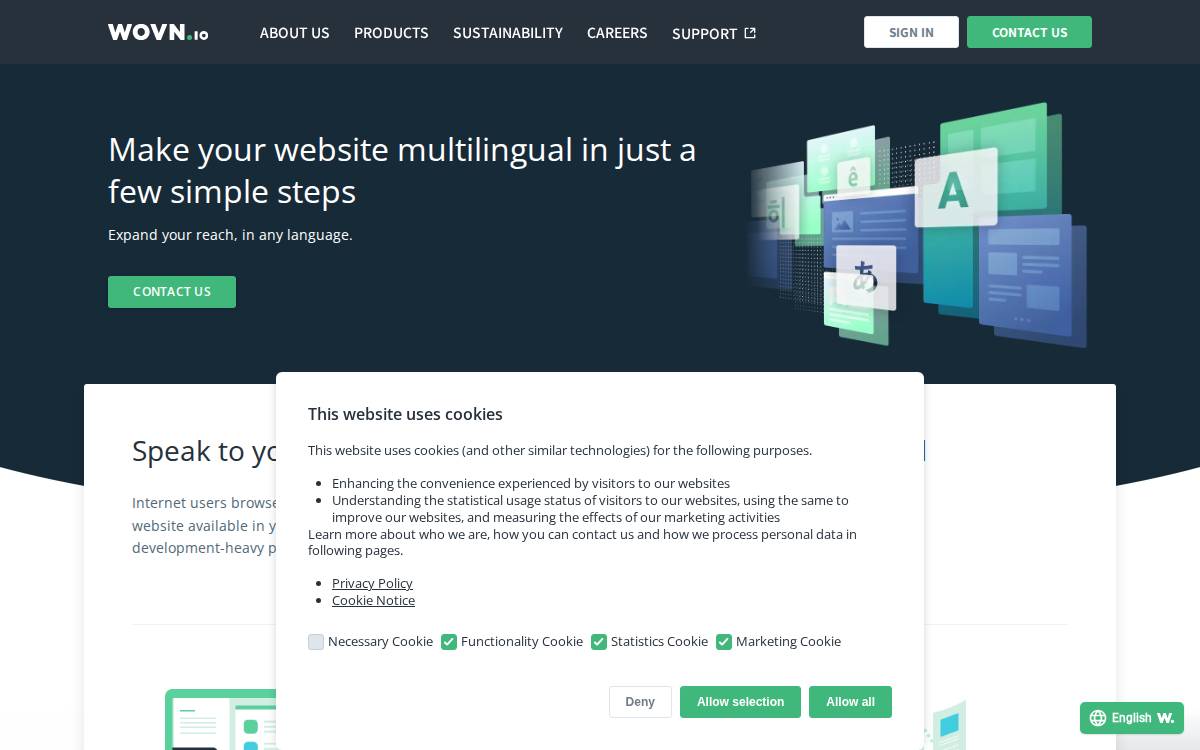 Wovn Technologies株式会社 website preview
