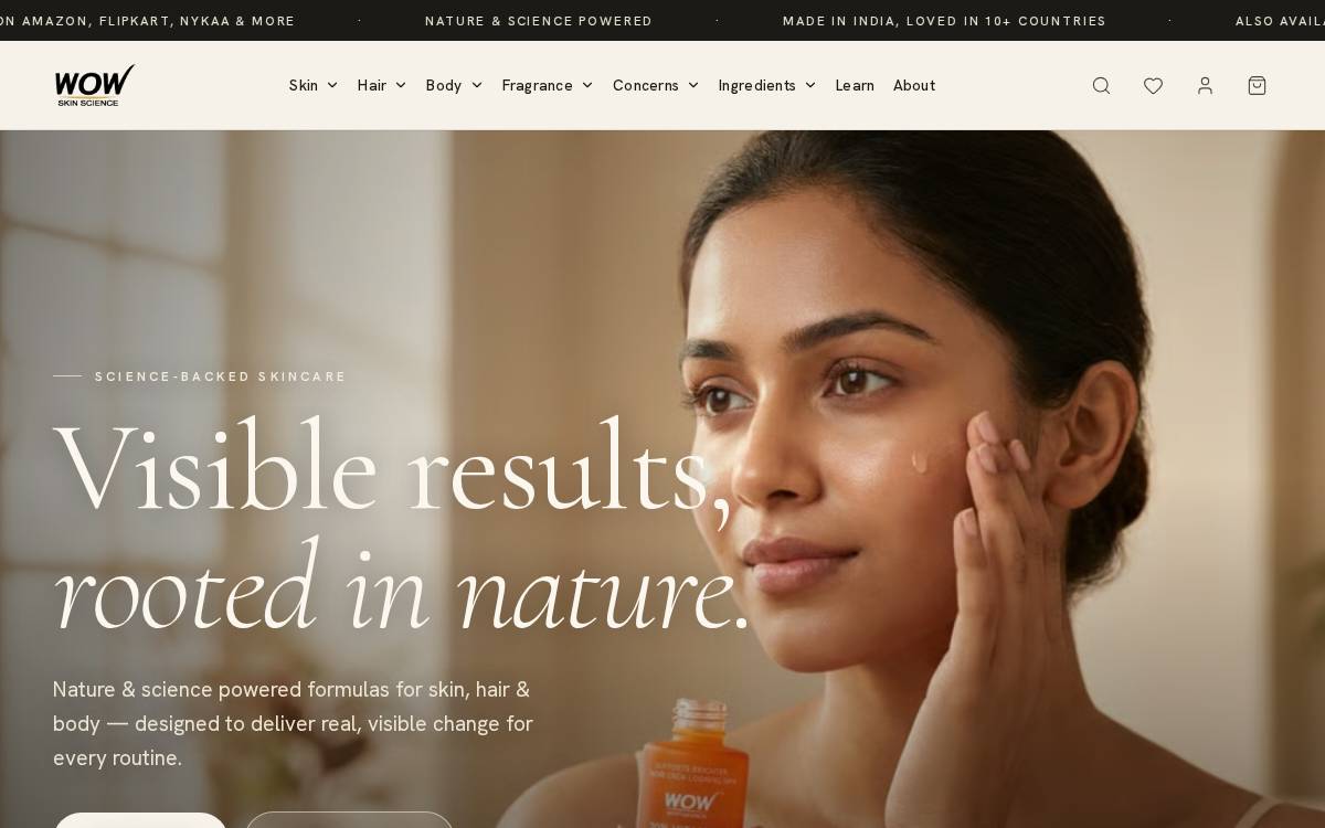 WOW Skin Science website preview