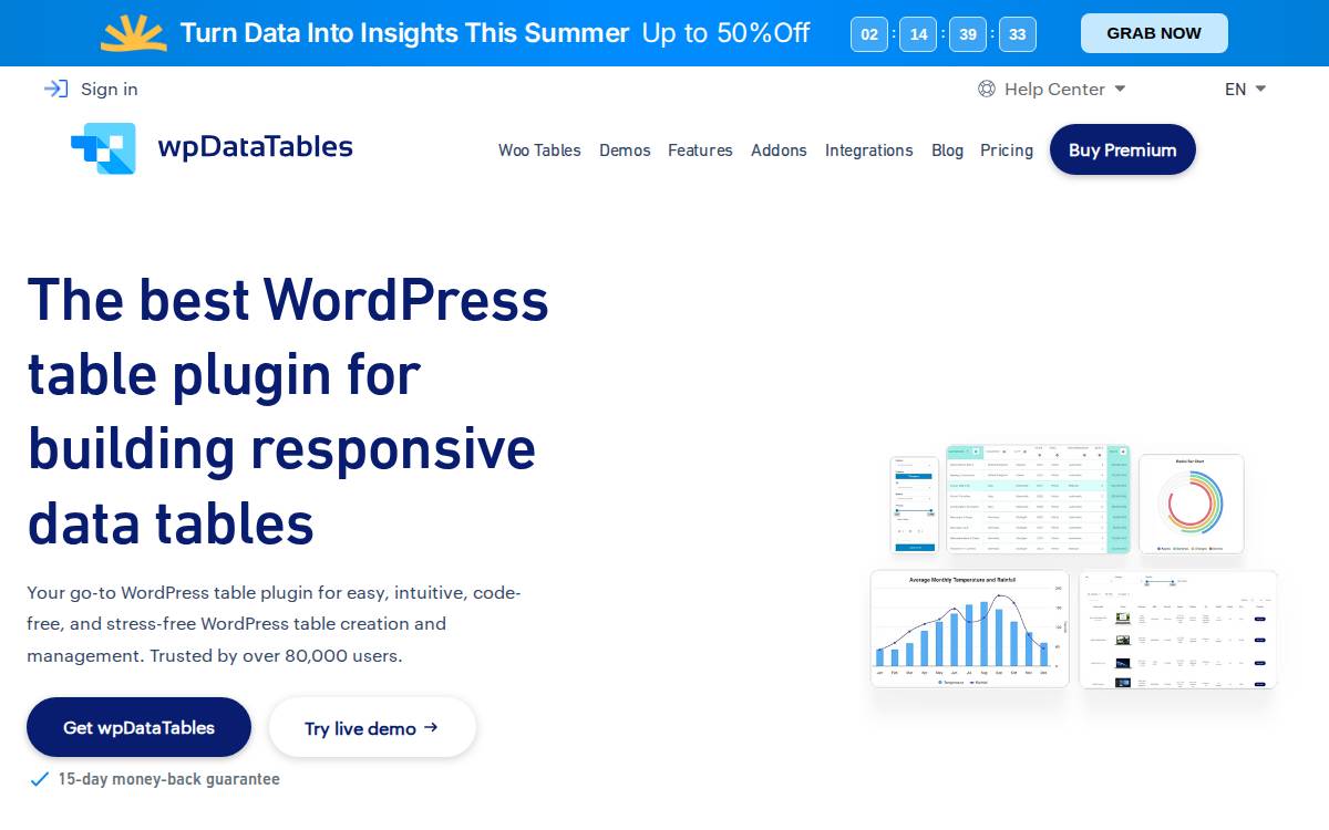 wpDataTables website preview