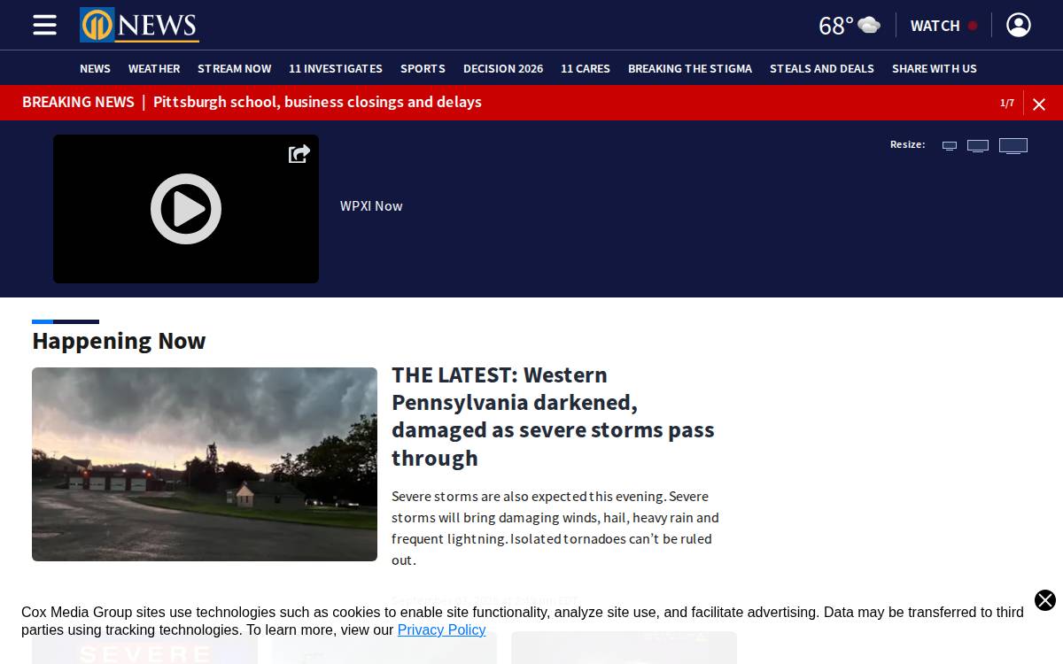 WPXI website preview