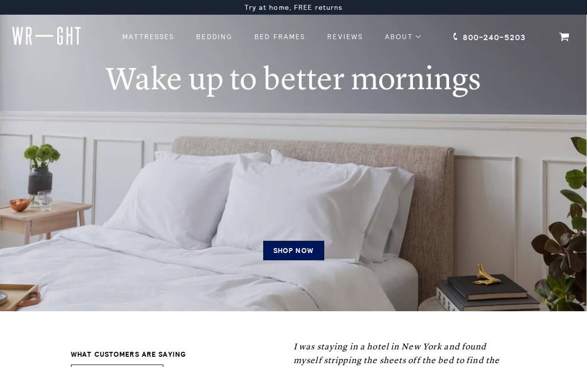 wright bedding website preview